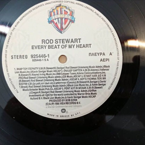 Rod Stewart Every Beat Of My Heart LP used, UK 80's pop