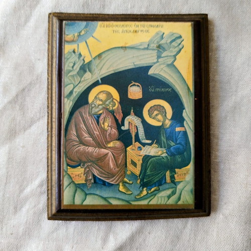 Small Wooden Icon Saint John the Theologian used, 8.5x10.7cm