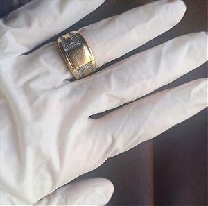 χρυσό μεγάλο μασίφ δαχτυλίδι 14 κ. με ζιργον 6 γραμμάρια