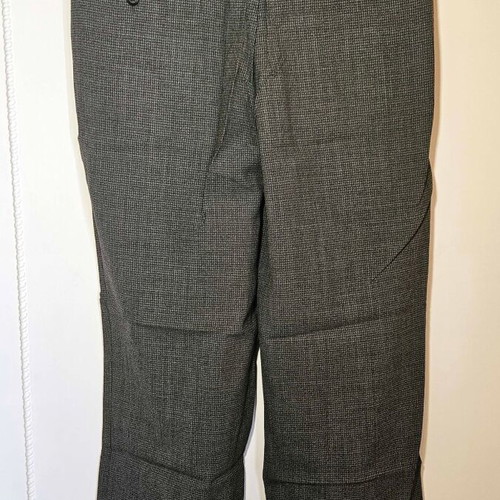 Men's grey suit pants with double pleats, size M