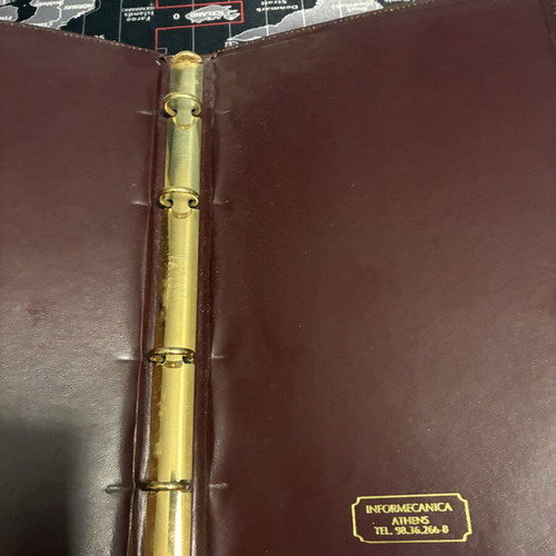 Vintage leather agenda case Informecanica used, 1980s business gift