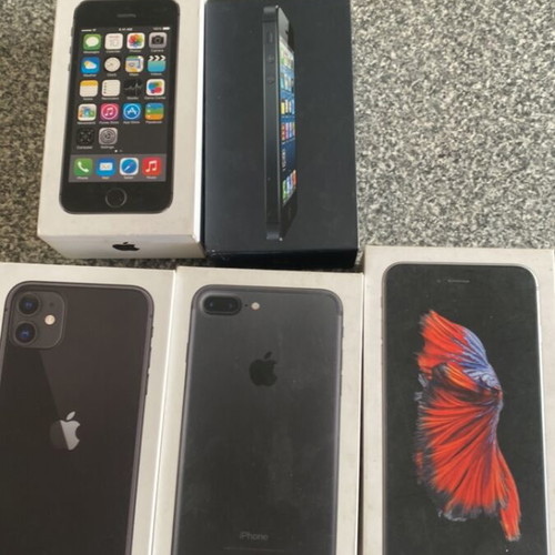 Pack of used iPhone 6splus, 7plus, 11, 5s and 5 boxes