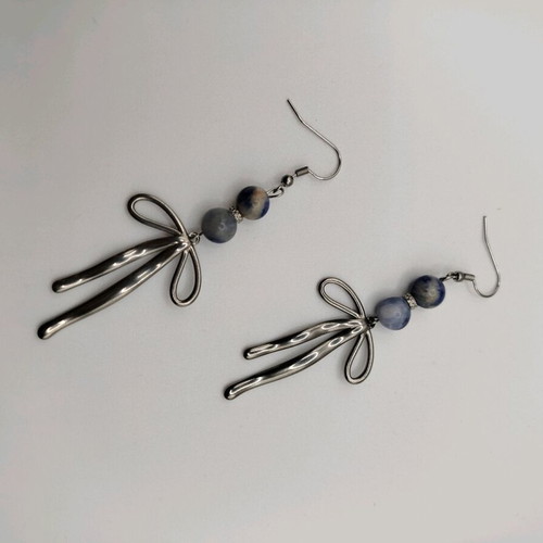 Handmade earrings from sodalite and stainless steel new, blue and silver