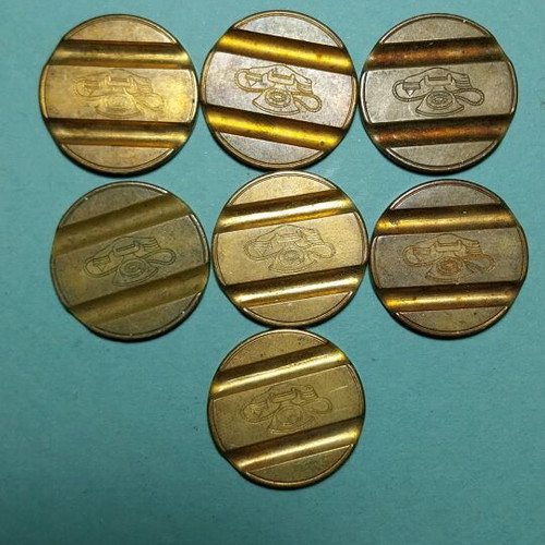 Gettone used phone coins, pack of 7 pieces