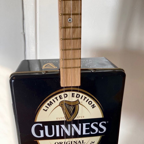 Cigar box guitar used, electroacoustic, Guinness 250 years edition