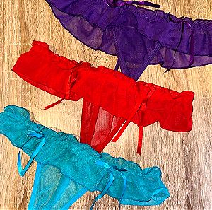 [ΚΑΙΝΟΥΡΙΑ] Σετ Σεξυ Γυναικεία Εσωρουχα 3 Στρινγκ sexy String Thong T με διαφάνεια