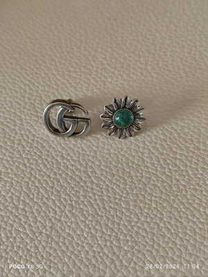 Gucci unisex GG Marmont and Flower sterling silver stud earrings like new