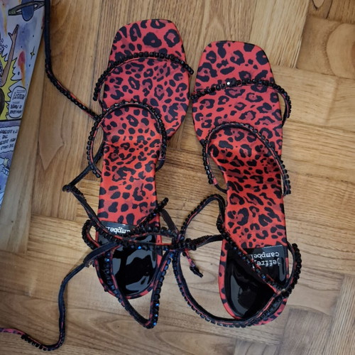 Jeffrey Campbell sandals new with black stones and leopard insole size 41