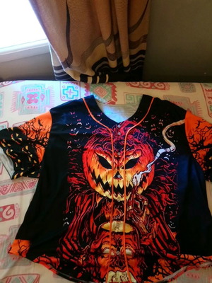 Baseball sports jersey 3XL polyester new with pumpkin Halloween design