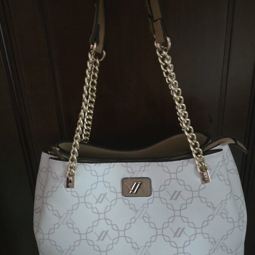 Verde handbag with 3 compartments, beige and gold