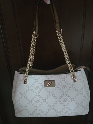 Verde handbag with 3 compartments, beige and gold