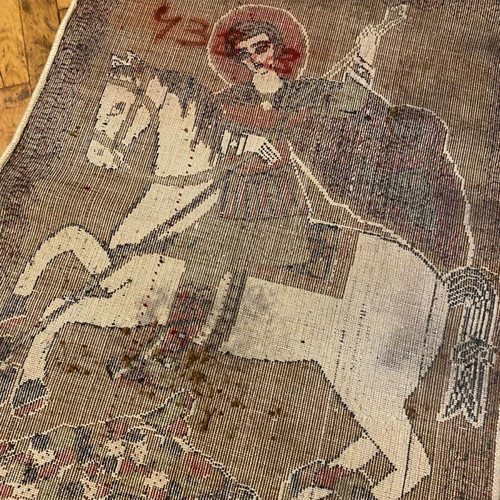 Saint George wool woven wall hanging used handmade