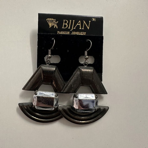 Boho vintage earrings used, gray and silver