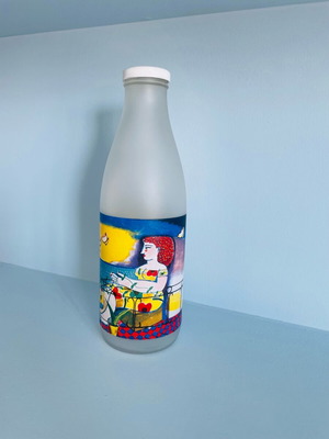 Glass bottle V. Sperantzas used, 1L capacity, with cap wear