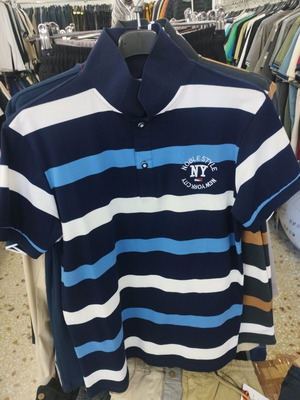 Striped men's polo shirt new, embroidered, blue, sizes M-3XL