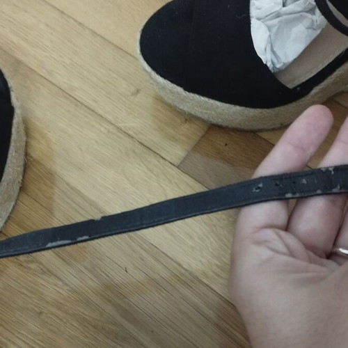 Black platform shoes used with strap wear, size 39