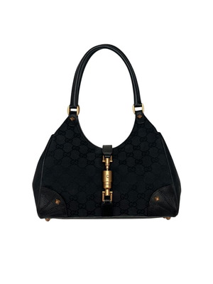Gucci GG Canvas Jackie Bardot Hobo τσάντα μεταχειρισμένη, μαύρη