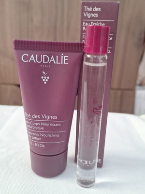 Caudalie Thé des Vignes gift set with body lotion and eau fresh roll-on