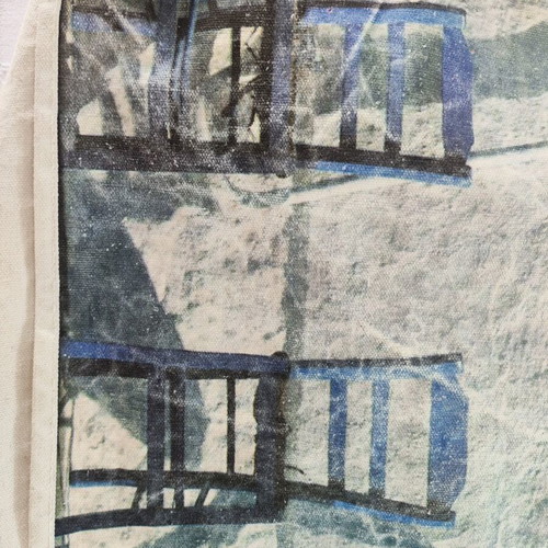 MEGIQAL Colors of Greece Tote Bag shoulder, used, white and blue
