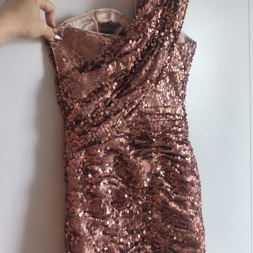 Opulence England Pink-Gold One-Shoulder Dress Size XS Like New