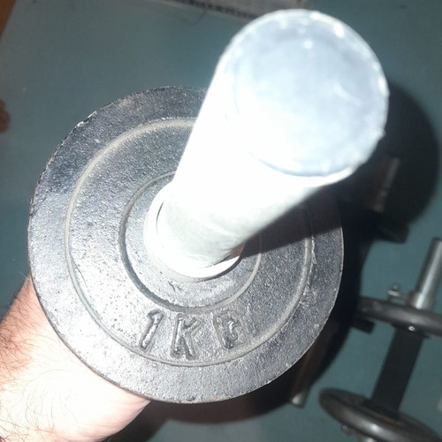 Adjustable dumbbell set used, 14kg plates with 4 bars