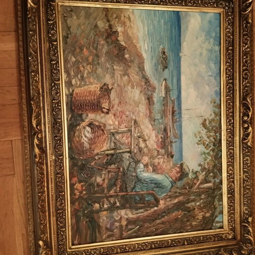 Zenetzis painting with frame authentic artwork