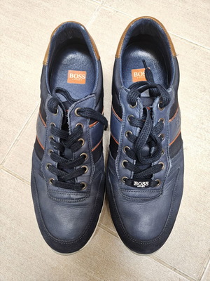 Δερμάτινα sneakers Boss σαν καινούργια, μπλε και πορτοκαλί, ανδρικό νούμερο 43