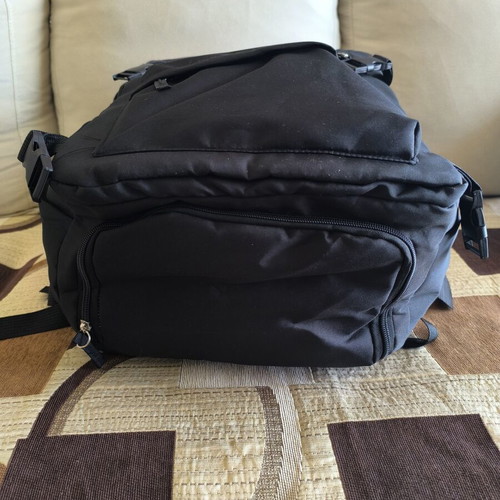 Backpack new, ideal for travel, with shoe compartment, black