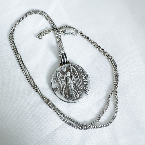 Vintage Greek silver 925 Athena & Nike pendant with chain