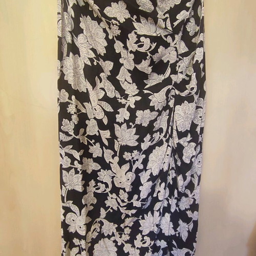 Zara draped midi skirt like new, black and white floral, large