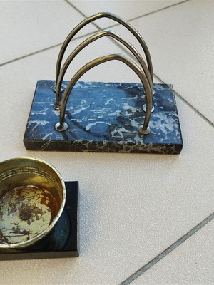 Office accessories used, set of 2 with marble base