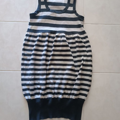 Knitted sleeveless dress medium striped gray cotton by Escandelle like new