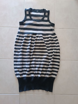 Knitted sleeveless dress medium striped gray cotton by Escandelle like new