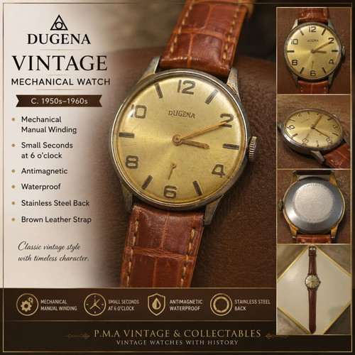 Dugena Vintage Mechanical Men’s Watch with Small Seconds, 1950s–1960s