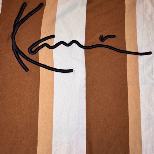Karl Kani Stripe Tee L used, brown-white 90s hip-hop style
