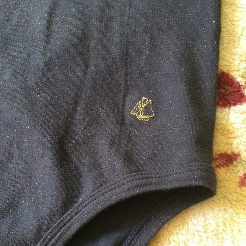 Petit Bateau Gymnastics Bodysuit like new, blue with gold, for ages 3-5