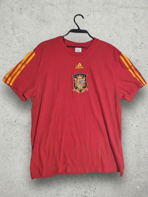 Adidas Spain National Football Team Vintage T-Shirt Red Large RFEF 2010
