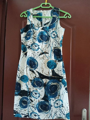 Dress fitted elastic, like new, beige and blue, size M