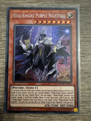 Mekk-Knight Purple Nightfall YuGiOh card in perfect condition