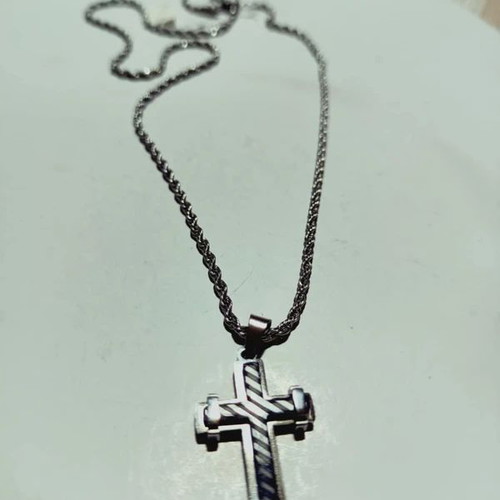 Men's steel cross new, silver, Apefthon
