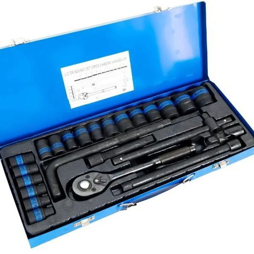 Hawek Socket Set with Impact Sockets 1/2, 24 Pieces New