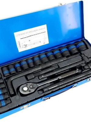Hawek Socket Set with Impact Sockets 1/2, 24 Pieces New