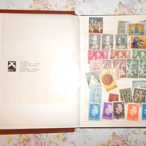 Stamp album old, Greek and foreign stamps