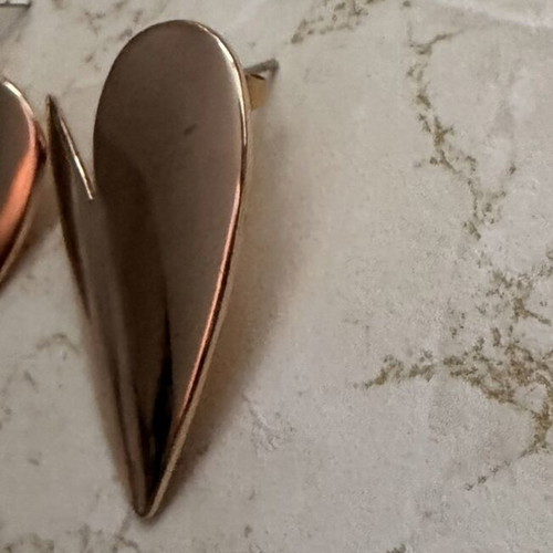 Gold Heart Earrings like new, statement design