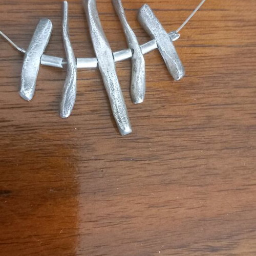 Silver aged hammered necklace