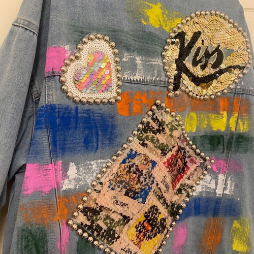 Jacket with embroidered rhinestones like new