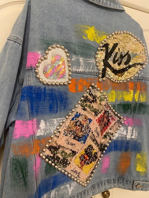 Jacket with embroidered rhinestones like new