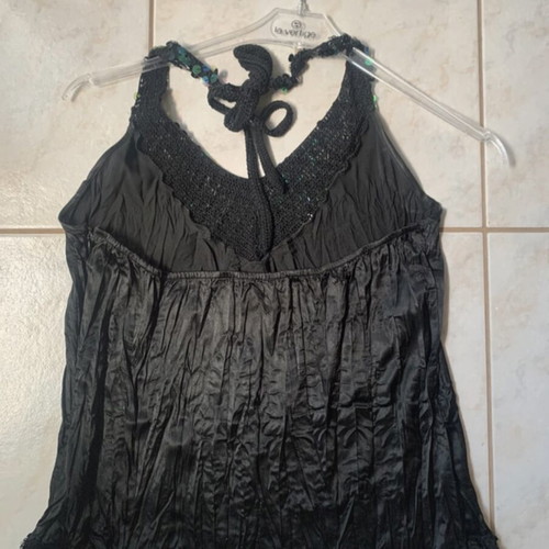 Black evening halter neck top like new with sequins