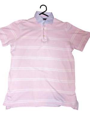 Oxford Company polo shirt pink striped, slightly used, size M/L
