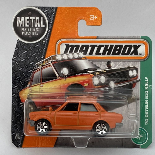 Matchbox '70 Datsun 510 Rally orange collectible toy car 1:64 scale